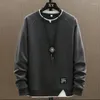 Men's Hoodies Mens Casual Sweatshirts Harajuku Solid Color 2022 Fashion Male Fake Two Pieces O-Neck Sweatshirt Hip Hop Streetwear