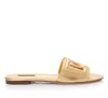 Dammärkesskor sandal tofflor Cutout Logo Flat Slide Sandals äkta läder och gummisula utomhus plattor tofflor med box storlek EU35-42