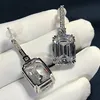 Luxury Emerald Cut 3CT Lab Diamond Dangle Earring Real 925 Sterling Silver Jewelry Party Wedding Drop örhängen för kvinnor Bridal 210317319o