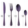 Flatware Sets Durable Purple Stainless Steel Cutlery Set Serving Fork Knife Dessert Spoon Metal Dinnerware For Wedding Party