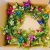 Decorative Flowers Simulation Ivy Butterfly Wreath Handmade Artificial Eucalyptus Leaves Green Fern Branch Garland Spring Front Door Home