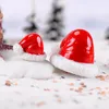 Mini resina chap￩u de natal ornamentos acess￳rios de jardinagem pequenos chap￩us ornamentos jardim micro paisagem Natal Santa Claus Cap decora￧￣o th0265