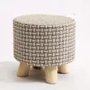 Pillow Round Shape Linen Fabric Footstool Cover Mini Chair Sofa Slipcover For Wooden Stool Stools Is Not Included.