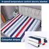Cobertores de lã de lã de aquecimento elétrico controle de temperatura Controle de segurança listrada almofadas aquecidas 9 engrenagens quentes ajustáveis ​​para o inverno