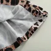 Meisje jurken peuter babymeisjes schattige jurk prinses ruche ruffel luipaard letter print franje franje met lange mouwen gesmolten a-line voor kinderen