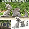 Gartendekorationen Gothic Dragon Dekoration Harz Statue Fantasy Tier Skulpturen Ornamente für Terrassenrasen