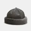 Winter Vintage Docker Cap Brimless Hoed Ademend Beanie Pu Soild Kleur Verhuurder Sailor Mannen en Vrouwen Hip Hop Hoed 04