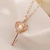 Pendant Necklaces Heart-shaped Key Neck Chain Stainless Steel Jewelry 2022 Korean Fashion Women Initial Wholesale Items