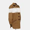 Giacche da donna Vestibilità ampia Khaki Mesh Split Joint Temperament Jacket Risvolto Manica lunga Cappotto da donna Fashion Tide Spring