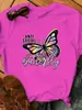 Skjorta LW Plus Size Tops Rhinestone Butterfly Letter Print T-shirt L-5XL Regelbunden kort ärm Positionering Tryck O Neck Tee för kvinnor