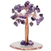 Pochettes à bijoux fil de cuivre enveloppé cristal naturel tranche d'arbre spécimen minéral avec Base en agate porte-bonheur pour décor de chambre de richesse