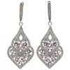 Orecchini pendenti 49x20mm Design europeo Blu Turchese Rosa Kunzite Zircone luminoso Per gioielli da donna Argento