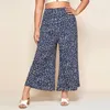 Pants Style XL-4XL Plus Size Women Flared Wide Legs Floral Loose Casual Cropped Trousers Soft And Comfortable