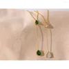 Łańcuchy yhpup Zielony biały sześcien cyrkonu minimalistyczny elegancki łańcuch na szyja ze stali nierdzewnej Bling urok moda koreańska biżuteria prezent