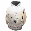 Heren Hoodies 3D Bear Sweatshirts Men Polar Hoody Anime White Sweatshirt Gedrukt Animal Hooded Casual