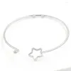 Bangle Stainless Steel Wire Expandable Bracelet Base Adjustable Pentagram Metal Open Cuff 60mm Wholesale 10pcs