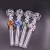 Pipe à fumer en verre donut multicolore avec bol à huile de 30 mm, tuyaux en verre, filtrage circulaire, longueur de 14 cm, équilibreur, tuyaux de brûleur à mazout en verre