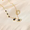 Pendant Necklaces 18K Gold Plated Stainless Steel Necklace For Women Blue Tears Zircon Eye Chokers Party Gifts7600009