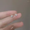 Hoopörhängen 925 Silver Needle Mini Crystal Butterfly Cute Stud for Women Flower Brosket Tragus Ear Piercing Smycken