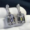 Luxury Emerald Cut 3CT Lab Diamond Dangle Earring Real 925 Sterling Silver Jewelry Party Wedding Drop örhängen för kvinnor Bridal 210317319o