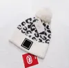 2022 New Fashion Women Winter Hats Leopard Knitted Beanies Caps Hair Ball Thick Girls Winter Warm Hat