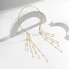 IngeSight.Z Punk Long gland simulé perles pendentifs collier pour femmes élégant métal couples ras du cou bijoux de corps