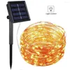 Strings 12M 100 LED Solar Light Strip For Garland Waterproof Copper Wire String Fairy Outdoor Christmas Party Wedding Deco