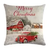 Dekoracje świąteczne Czerwona ciężarówka Pillow Case Choinka Santa Drukowanie samochodu Poduszka Południowa Sofa Sofa Poduszka Poduszka 45x45cm TH0263