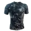 T-shirt da uomo di alta qualità 2022 Outdoor Summer Camouflage Collant Manica corta Stretch Bodybuilding Jersey Quick Drying Python Texture