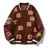 Män designer jacka värld broderi baseball streetwear lapptäcke brev asap rocky harajuku college varsity bombplan kappa par brev