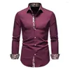 Мужские повседневные рубашки KB 2022 Spring Fashion Mension's Business Color Matching Formal Printing с длинными рукавами