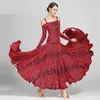 Stage Wear 2022 Leopard Modern Dance Dress Sexy Off-spalla manica lunga Waltz Tango Flamenco spagnolo Abiti da ballo standard