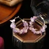 Hoop Earrings Handmade Nature Stone Beads Round For Women Natural Earring Summer Boho Fine Jewelry