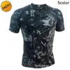 T-shirt da uomo di alta qualità 2022 Outdoor Summer Camouflage Collant Manica corta Stretch Bodybuilding Jersey Quick Drying Python Texture