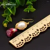 Dangle Earrings GLSEEVO Natural Fresh Water Baroque Pearl Flower Design For Women Wedding Handmade Koraen Luxury Jewelry GE0481