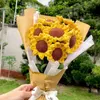 Decorative Flowers Hand-knitted Crochet Yarn Rose Flower Tulip Sunflower Artificial Bouquet Wedding Home Decorations Valentine's Day