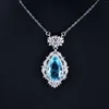 Подвесные ожерелья модные для женщин серебряный цвет украшения для воды в форме капли аквамаринового орнамента Оптом