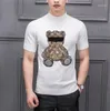 Suéteres de hombre Diamantes de imitación Europa Diseño Calavera Hombre Moda Streetwear O Cuello Suéter de manga corta Algodón 2XL