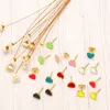 Stud -oorbellen Flola Kleine email Candy Color Heart For Women Girls Copper Gold vergulde oorstoppen accessoires Groothandel ERSA068