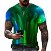 Camisetas para hombre con estampado de remolino en 3D, camiseta de manga corta con cuello redondo para hombre, ropa informal de marca de poliéster de LICRA HD, talla súper grande