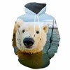 Herrtröjor 3d isbjörn tröjor män djur hoodie tryck söt tröja tryckt hav huvtröja anime anime
