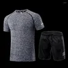 Running Sets 2022 Fitness Suits With Shorts O-Neck Men's T-shirt Sports Set Summer Moisture Wicking Sportswear Man Outfits