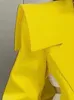 Kadın Suits Kadınlar Blazer Moda Çentikli Gevşek Tek Düğme Katı Uzun Kollu İçi Boş Sarı Takım Ceketler Yaz Sonbahar 2022