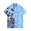 Mäns casual skjortor 22SS designer skjorta herr flammtryck bowling skjorta hawaii blommor casual skjortor män smal passar kort ärm klänning hawaiian