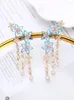 Pendientes colgantes XIUMEIYIZU Hermosa Mini Flor Borla Lujo Chapado en oro Zircon Jewelri Crystal Angel Ear Sweep Climber