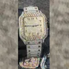 Rose Gold Mixed Silber Zirkonia Diamanten Uhr Arabische Ziffern Luxus Missfox Quadratische Automatik Herren Full Iced Out Uhren