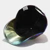 Kogelcaps unisex vintage gerimpelde gebarsten faux lederen honkbal pet glanzende holografische metallic kleurrijke zon vizier snapback hoed