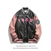 Mens Jackets Streetwear Letter Embroid Motorcycle PU Leather Jacket Mens Baseball Bomber Coat Unisex Womens Oversize Varsity Vintage Chic 220909