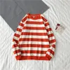 Herr Luvtröjor Randiga tröjor Herr Långärmade O-hals Man Lös Höst Vinter Stripe Sweatshirt Pullover Toppar Hip Hop hoodie