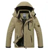 メンズダウンファッションジャケットフード付きウィンターコートパーカスメン2022風の防風、ベルベット厚い暖かいミリタリーパーカーグリーンレッド